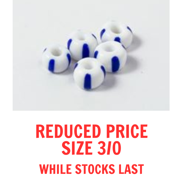 Loose - Seed Glass Beads - Blue & White Stripe - 03330